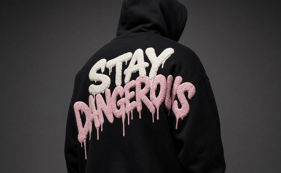GetUp Heavyweight Hoodie - Black / Pink (Stay Dangerous)